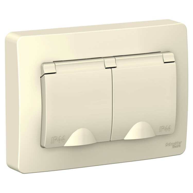 Картинка Systeme Electric Blanca внутр Молочная Розетка 2-ая с/з со шторками IP44, 16А, 250В (BLNRS441122) в интернет-магазине Форум Электро в Москве