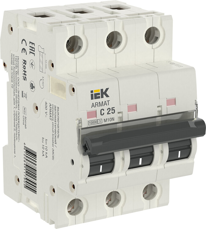ARMAT Автоматический выключатель M10N 3P C 25А IEK (AR-M10N-3-C025) превью в интернет-магазине электрики Форум Электро в Москве ARMAT Автоматический выключатель M10N 3P C 25А IEK (AR-M10N-3-C025) превью в интернет-магазине электрики Форум Электро в Москве