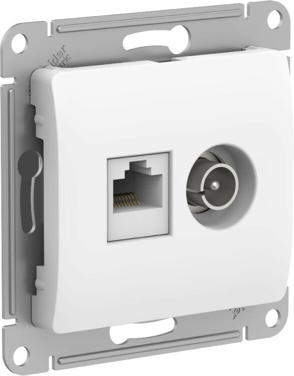 GLOSSA РОЗЕТКА двойная ТВ + компьютерная RJ45, кат. 5Е, механизм, БЕЛЫЙ (GSL000189) превью в интернет-магазине электрики Форум Электро в Москве