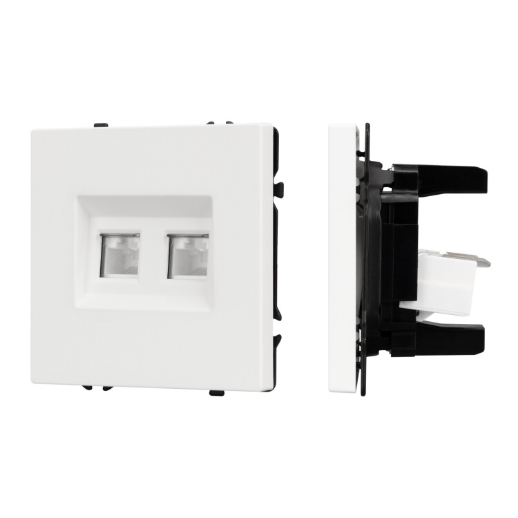 Картинка Arlight NOBE Розетка компьютерная двойная софт-тач белый кварц SCT-MPC2-SFPL-WH (2хRJ-45, CAT6) (-) (054312(1)) в интернет-магазине Форум Электро в Москве