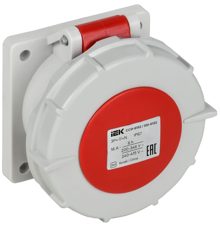 Розетка встр. пр. ССИ-6152 16А-6ч 380В 3P+PE+N IP67 IEK (PSR62-016-5-0-67) превью в интернет-магазине электрики Форум Электро в Москве