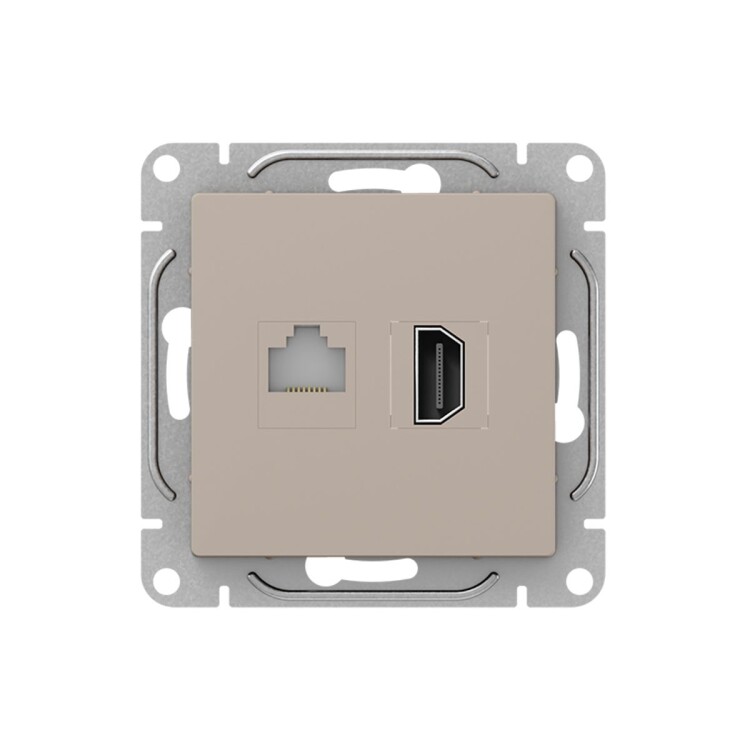 EKF Механизм розетки HDMI+RJ45 (cat5), кремовый Эпика (UP1-SOI-HDMI-RJ45) превью в интернет-магазине электрики Форум Электро в Москве