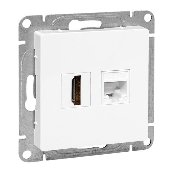 EKF Механизм розетки HDMI+RJ45 (cat5), белый Эпика (UP1-SOW-HDMI+RJ45) превью в интернет-магазине электрики Форум Электро в Москве