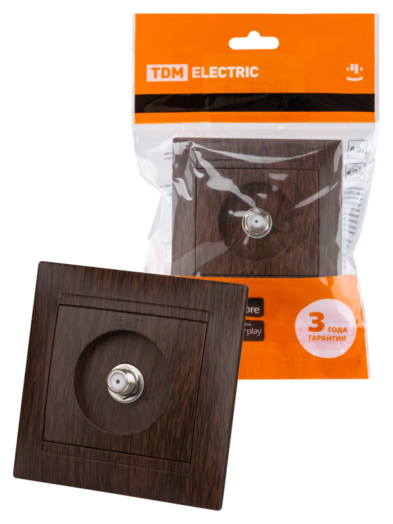 Картинка TDM Розетка SAT (F-разъем) 0-2400МГц венге "Лама" (SQ1815-0421) в интернет-магазине Форум Электро в Москве