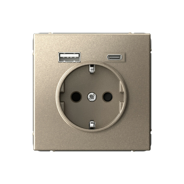 Фотография Systeme Electric ArtGallery Шампань Розетка 16А с 2 USB A+C, 5В/2,4А/3,0А, 2х5В/1,5А, механизм (GAL000532) в интернет-магазине Форум Электро в Москве Картинка Systeme Electric ArtGallery Шампань Розетка 16А с 2 USB A+C, 5В/2,4А/3,0А, 2х5В/1,5А, механизм (GAL000532) в интернет-магазине Форум Электро в Москве