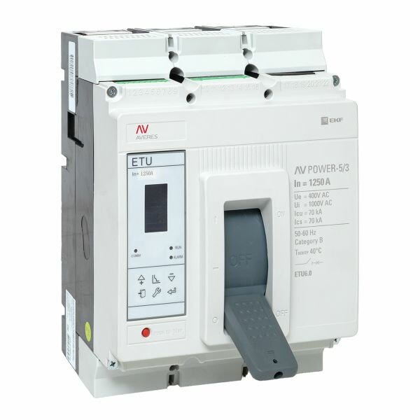 EKF AVERES Автоматический выключатель AV POWER-5/3 1250А 70kA ETU6.0 (mccb-53-1250M-6.0-av) превью в интернет-магазине электрики Форум Электро в Москве