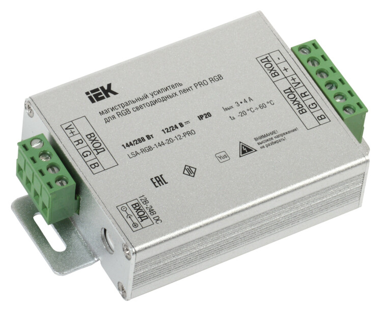 Магистральный усилитель PRO RGB 3 канала 12В, 4А, 144Вт IEK (LSA-RGB-144-20-12-PRO) превью в интернет-магазине электрики Форум Электро в Москве