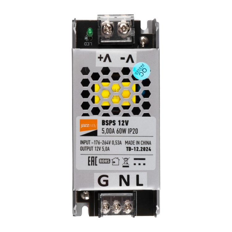 Jazzway BSPS 12V5,00A= 60W IP20 1г. гарантии (.5024328) превью в интернет-магазине электрики Форум Электро в Москве