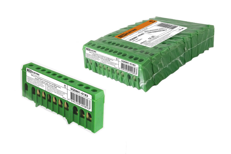 TDM Шина "N" нулевая в изоляторе на DIN-рейку 6x9мм 12 групп инд. стикер