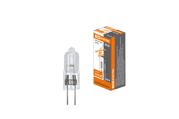 Лампа капсульная галогенная JCD - 50 Вт - 230 В - GY6.35 прозрачная TDM (SQ0341-0065) превью в интернет-магазине электрики Форум Электро в Москве