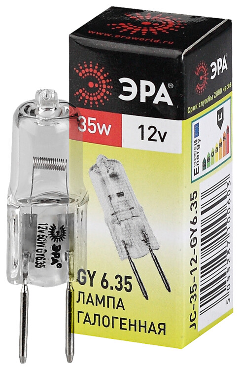 ЭРА Лампа галогенная JC-35W-12V-GY6.35 35Вт капсула теплый белый свет GY6.35 (C0027371) превью в интернет-магазине электрики Форум Электро в Москве