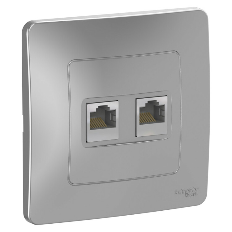 Картинка Systeme Electric Blanca внутр Алюминий Розетка 2-ая компьютерная RJ45 (BLNIS045453) в интернет-магазине Форум Электро в Москве