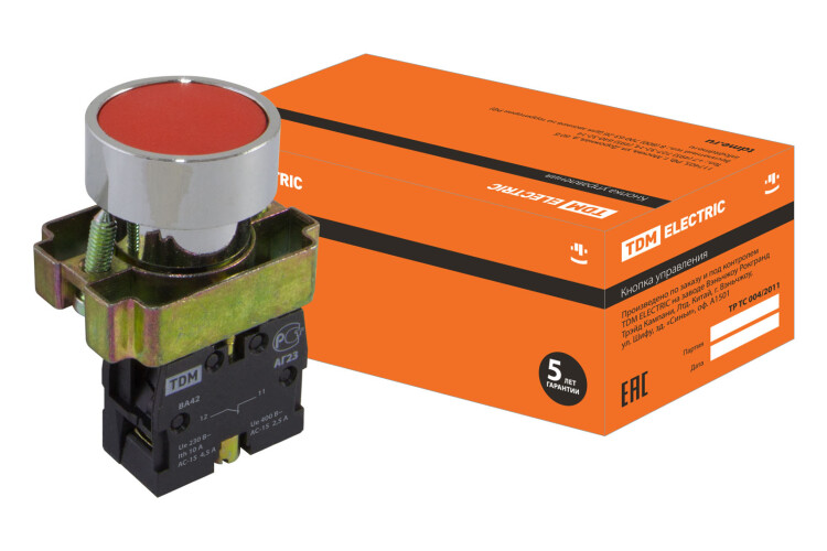 TDM Кнопка BА42 без подсветки красный 1р (SQ0704-0039) превью в интернет-магазине электрики Форум Электро в Москве