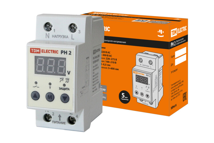 TDM Реле напряжения 1ф РН 2 40А-220В (LED-дисплей) (SQ1504-0015) превью в интернет-магазине электрики Форум Электро в Москве