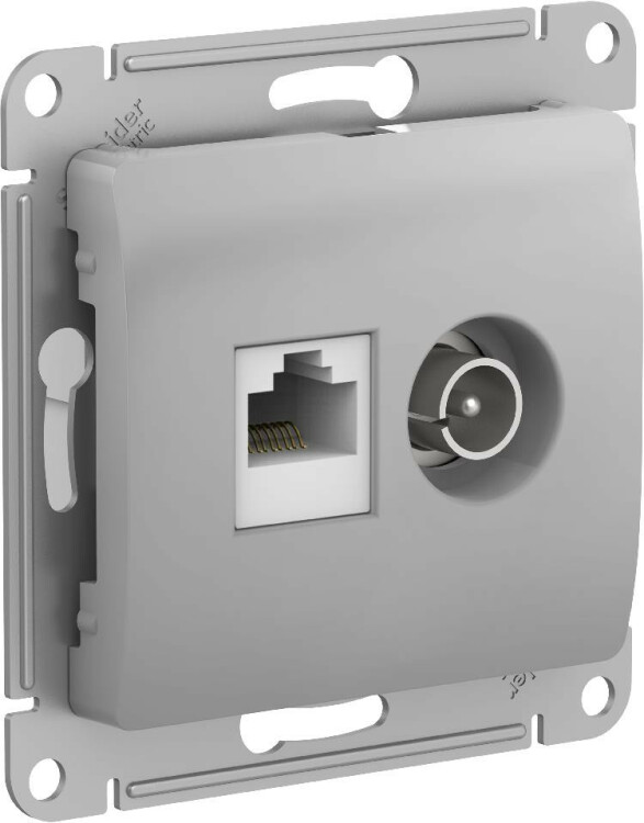 GLOSSA РОЗЕТКА двойная ТВ + компьютерная RJ45, кат. 5Е, механизм, АЛЮМИНИЙ (GSL000389) превью в интернет-магазине электрики Форум Электро в Москве