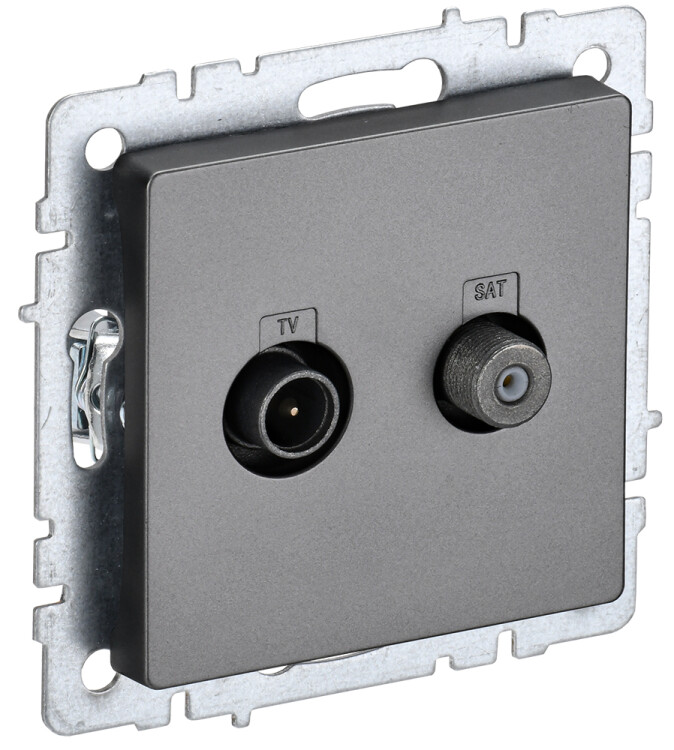 Фотография IEK BRITE BASE Сталь Розетка двойная TV+SAT РТВ/РСп12-БрС (BR-AF20-O-K46) в интернет-магазине Форум Электро в Москве Картинка IEK BRITE BASE Сталь Розетка двойная TV+SAT РТВ/РСп12-БрС (BR-AF20-O-K46) в интернет-магазине Форум Электро в Москве