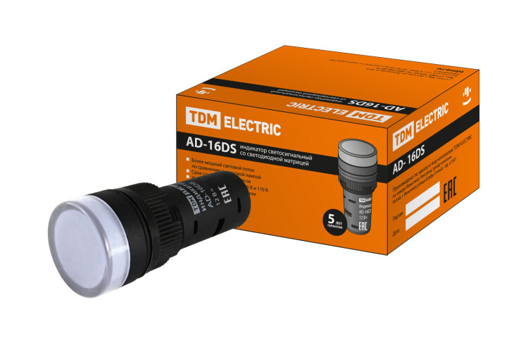 TDM Лампа AD-16DS(LED)матрица d16мм белый 12В AC/DC (SQ0702-0050) превью в интернет-магазине электрики Форум Электро в Москве