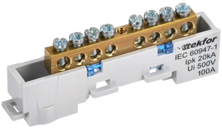 TEKFOR Шина N "ноль" неизол. на унив. держ. 6х9-8-С IEK (TF-NN10-08-DL-K07) превью в интернет-магазине электрики Форум Электро в Москве