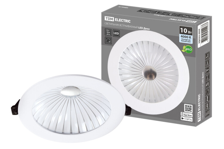 TDM Светильник встраиваемый LED Деко 06, 10 Вт, 4000K, кругл, D170 мм, хром./бел., IP44 (SQ0362-0009) превью в интернет-магазине электрики Форум Электро в Москве