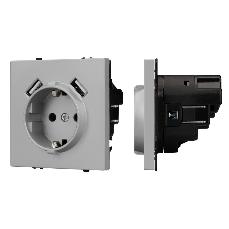 Картинка Arlight Механизм розетки с USB зарядкой SCT-NOBE-MUAA-SFPL-IS (230V, 16A) (Никель) (059443) в интернет-магазине Форум Электро в Москве