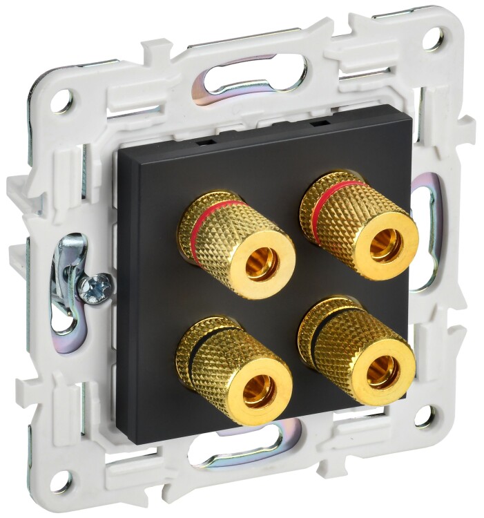 Картинка IEK SKANDY Черный Аудиорозетка 4-ая SK-A01Bl (SK-S40-K02) в интернет-магазине Форум Электро в Москве