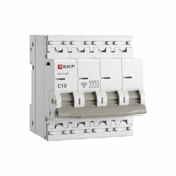 EKF PROXIMA Автоматический выключатель ВА 47-63N 4P 10А (C) 4,5 кА (M634410C) превью в интернет-магазине электрики Форум Электро в Москве