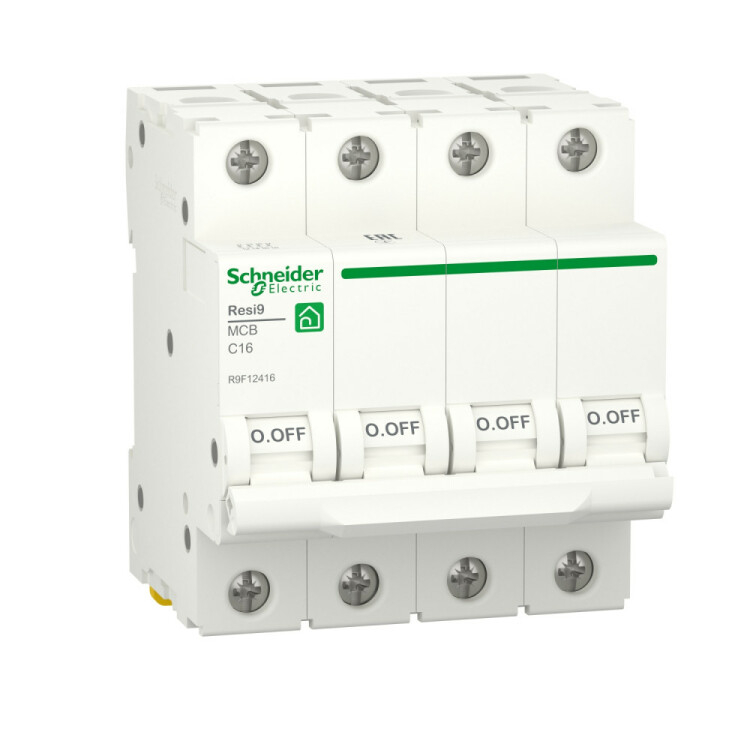 Schneider Electric RESI9 Автоматический выключатель (АВ) С 16А 4P 6000A (R9F12416) превью в интернет-магазине электрики Форум Электро в Москве Schneider Electric RESI9 Автоматический выключатель (АВ) С 16А 4P 6000A (R9F12416) превью в интернет-магазине электрики Форум Электро в Москве