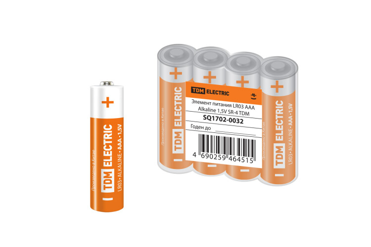 TDM Элемент питания LR03 AAA Alkaline 1,5V SR-4 (SQ1702-0032) превью в интернет-магазине электрики Форум Электро в Москве