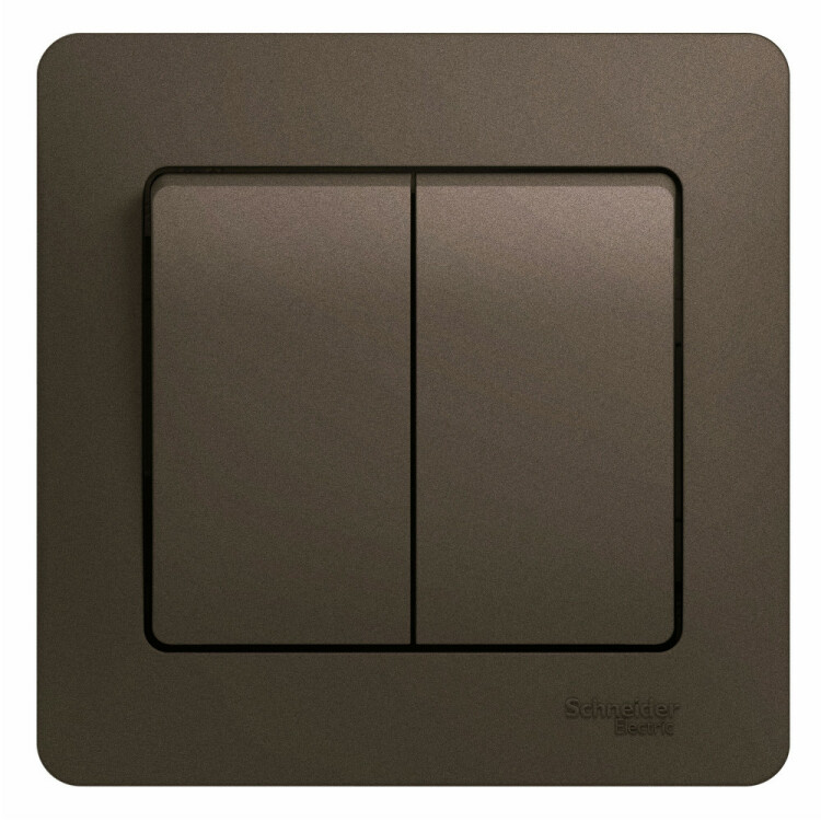 Картинка Systeme Electric Glossa Шоколад Выключатель 2-клавишный, сх.5, 10АХ (в сборе) (GSL000852) в интернет-магазине Форум Электро в Москве