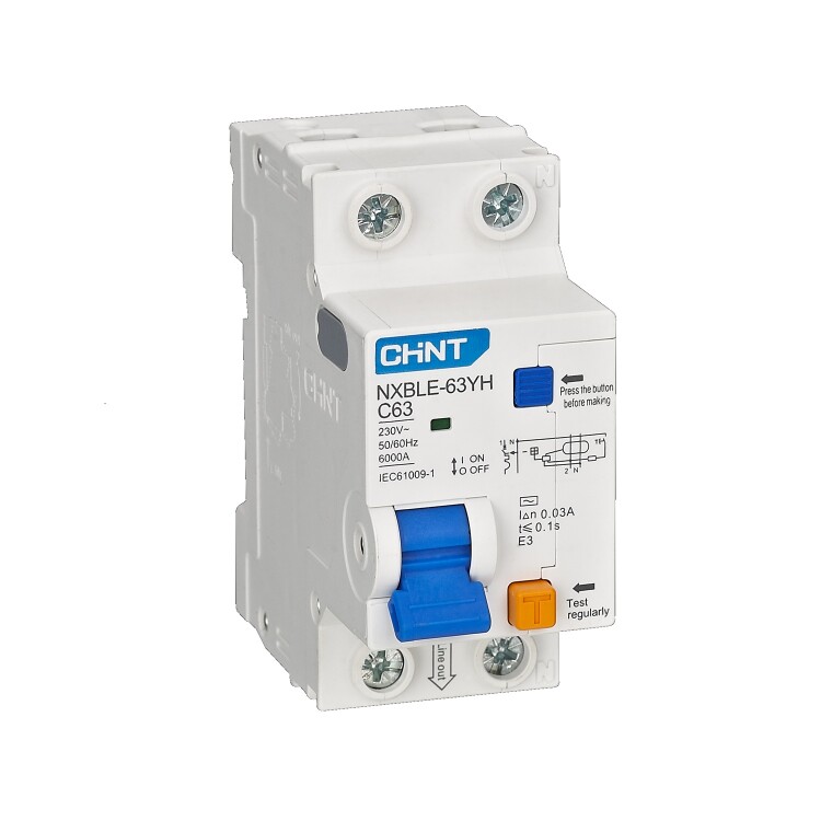 CHINT АВДТ NXBLE-63YH 1P+N C63 100мА тип AC 6кА, электронный (R) (515318) превью в интернет-магазине электрики Форум Электро в Москве