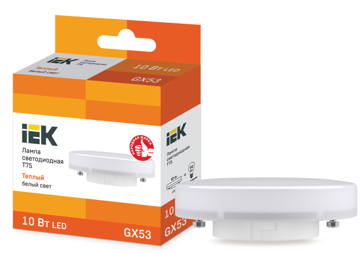 IEK Лампа светодиодная ECO T75 таблетка 10Вт 230В 3000К GX53