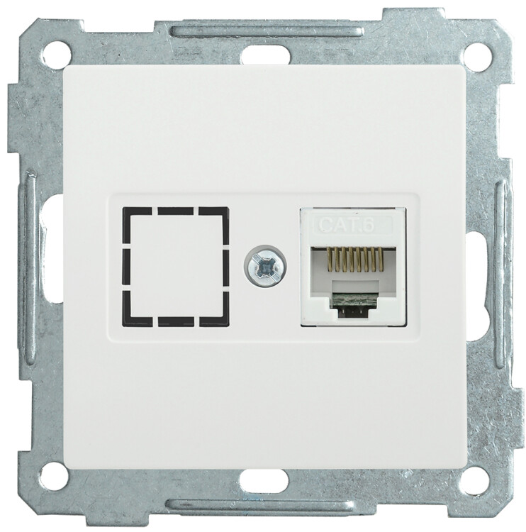 Картинка IEK РK11-1-Б Розетка компьютерная RJ45 Cat6 BOLERO белый (EKB16-01-K01) в интернет-магазине Форум Электро в Москве