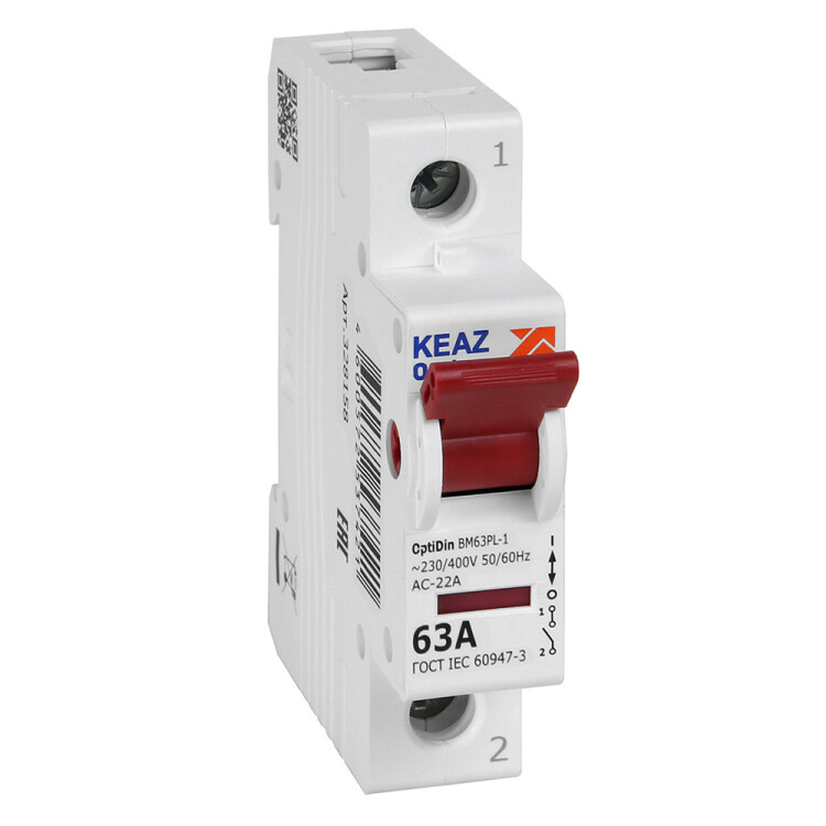 КЭАЗ OptiDin ВМ63PL Выключатель нагрузки 1P 63А 400В (BM63PL-163-УХЛ3) (328158) превью в интернет-магазине электрики Форум Электро в Москве