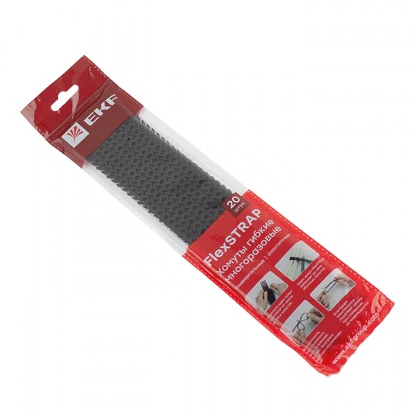 EKF Хомут гибкий (20 шт.) черный FlexSTRAP (plc-fs-br) превью в интернет-магазине электрики Форум Электро в Москве