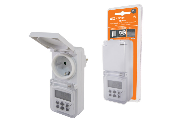 Фотография TDM Таймер розеточный ТРЭ-02-1мин/7дн-10on/off-8А-IP44 (недельный, защита от влаги) (SQ1506-0005) в интернет-магазине Форум Электро в Москве Картинка TDM Таймер розеточный ТРЭ-02-1мин/7дн-10on/off-8А-IP44 (недельный, защита от влаги) (SQ1506-0005) в интернет-магазине Форум Электро в Москве