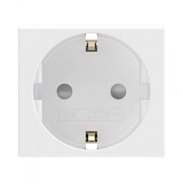 Картинка DKC Розетка силовая 2Р+Е, со шторками, «Viva», 2 мод., цвет белый (45005) в интернет-магазине Форум Электро в Москве