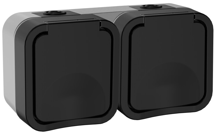 Картинка TORS Розетка 2-ая с з/к кр. гориз. 16А IP55 TS122 графит IEK (TS-R26-16-55-G-K53) в интернет-магазине Форум Электро в Москве