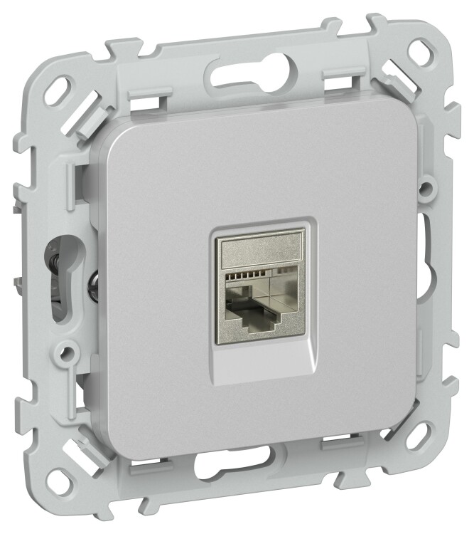 Картинка IEK FLITE Алюминий Розетка компьютерная RJ45 категория 5Е STP (FI-K11-1-K47) в интернет-магазине Форум Электро в Москве
