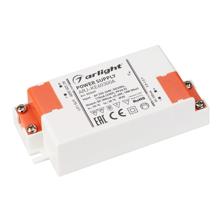 Arlight Блок питания ARJ-KE60300A (18W, 300mA, PFC) (IP20 Пластик, 5 лет) (023447) превью в интернет-магазине электрики Форум Электро в Москве Arlight Блок питания ARJ-KE60300A (18W, 300mA, PFC) (IP20 Пластик, 5 лет) (023447) превью в интернет-магазине электрики Форум Электро в Москве