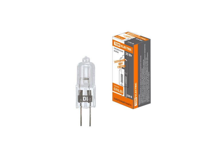 Лампа капсульная галогенная JCD - 35 Вт - 230 В - GY6.35 прозрачная TDM (SQ0341-0064) превью в интернет-магазине электрики Форум Электро в Москве