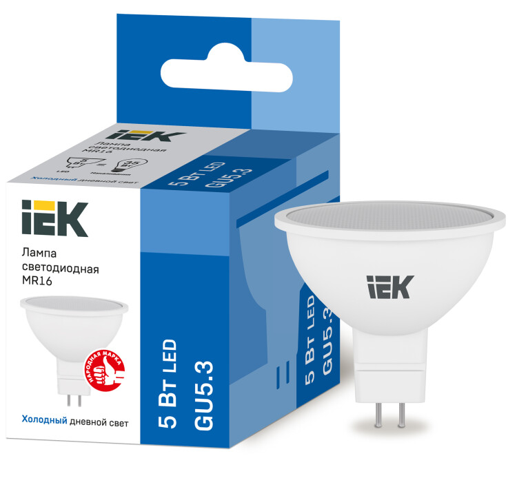 IEK Лампа светодиодная ECO MR16 софит 5Вт 230В 6500К GU5.3 (LLE-MR16-5-230-65-GU5) превью в интернет-магазине электрики Форум Электро в Москве