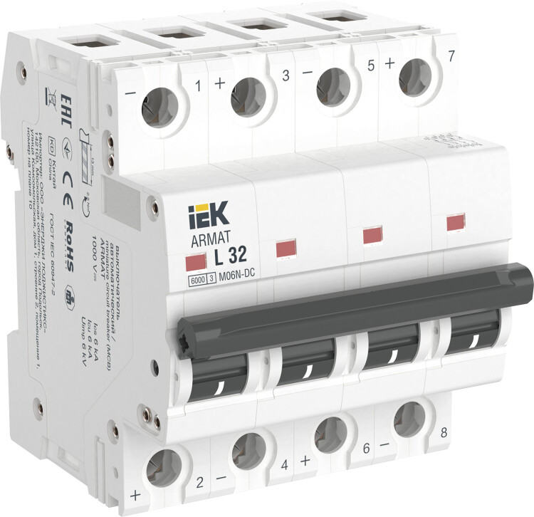 IEK ARMAT Авт. выкл. M06N-DC 4P L 32А (AR-M06N-4-L032DC) превью в интернет-магазине электрики Форум Электро в Москве