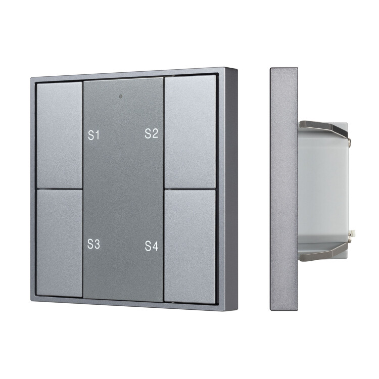Картинка Arlight INTELLIGENTIGHT Кнопочная панель DALI-201-23-1G-4SC-IN Silver (BUS, Frame) (IP20 Металл, 3 года) (048184) в интернет-магазине Форум Электро в Москве