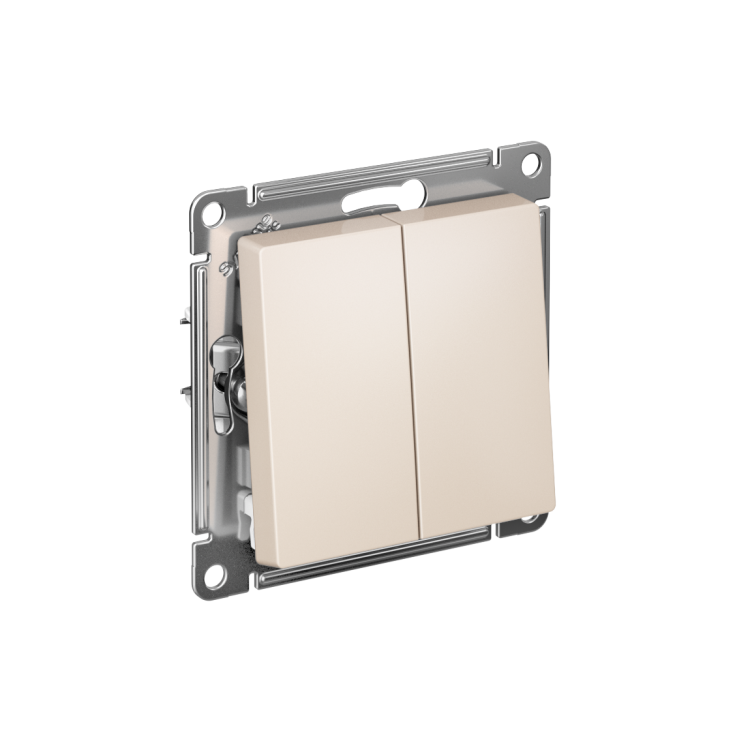 Картинка Systeme Electric AtlasDesign Бежевый Выключатель 2-клавишный с самовозвратом, сх.5, 10АХ, механизм (ATN000217) в интернет-магазине Форум Электро в Москве