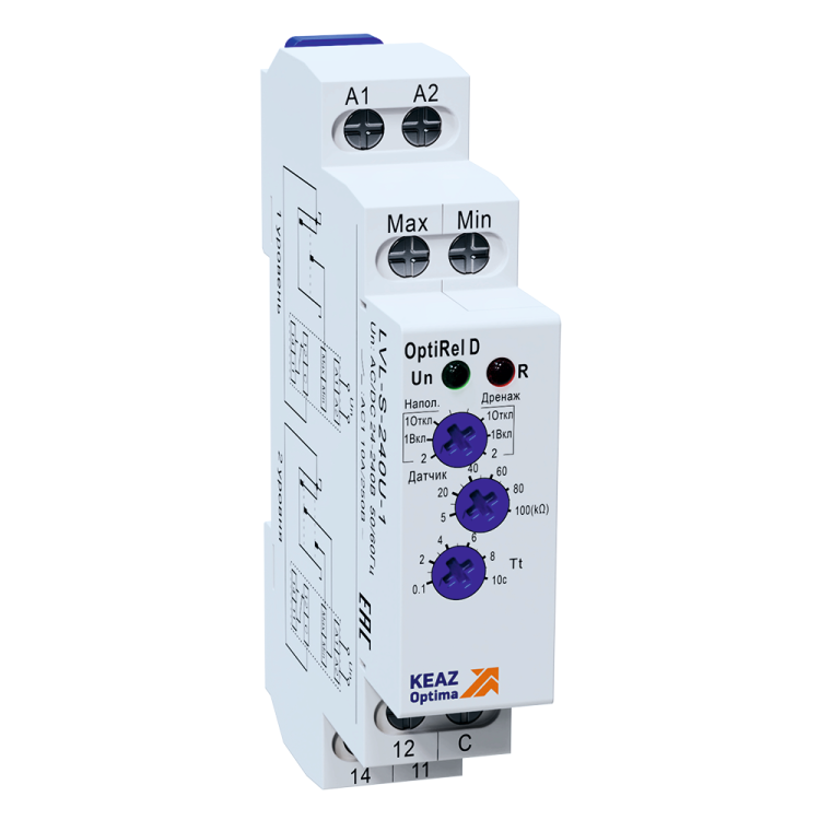 Реле контроля уровня OptiRel D LVL-S-240U-1 с датчиком 1,5м 10А 1СО 24-240АС/DC (332024) превью в интернет-магазине электрики Форум Электро в Москве