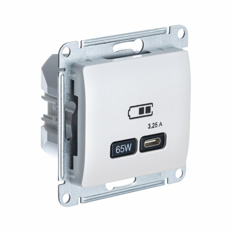 Картинка Systeme Electric Glossa Перламутр USB Розетка тип-C 65W высокоскор.заряд. QC, PD, мех. (GSL000627) в интернет-магазине Форум Электро в Москве