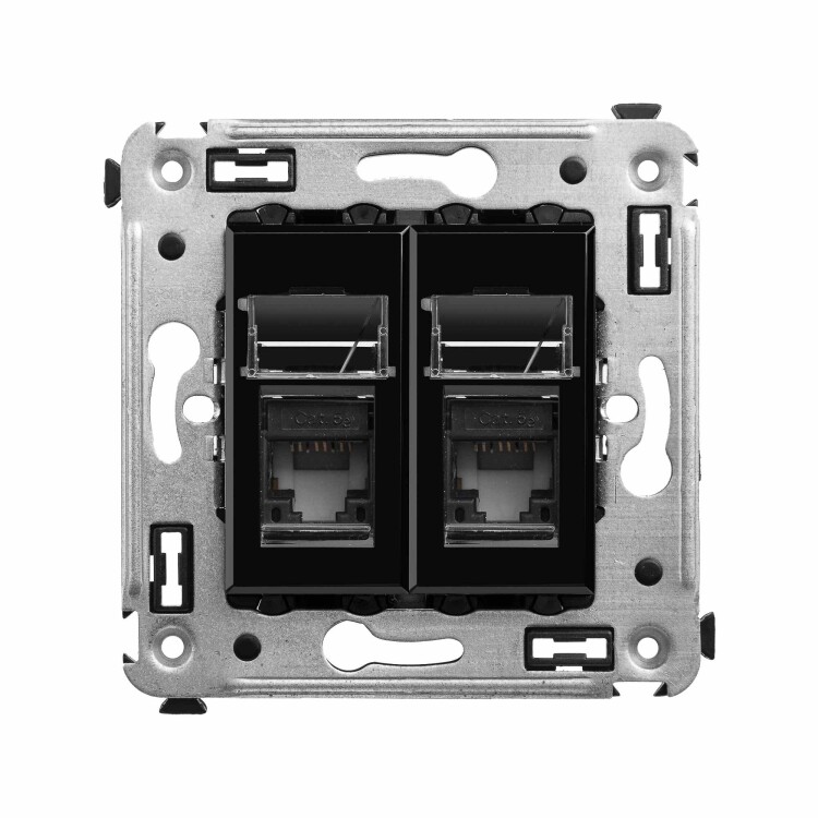 Картинка DKC Avanti Компьютерная розетка RJ-45 в стену, кат.5e двойная, "Черный квадрат" (4402464) в интернет-магазине Форум Электро в Москве
