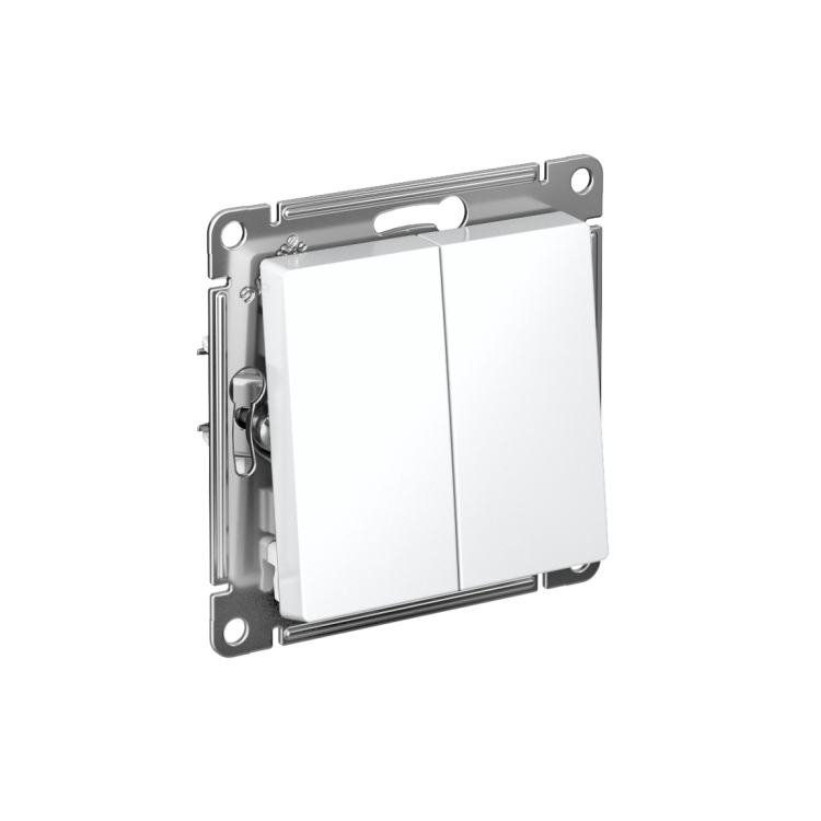 Картинка ATLASDESIGN 2-клавишный ПЕРЕКЛЮЧАТЕЛЬ, сх.6/2, 10АХ, механизм, БЕЛЫЙ (ATN000165) в интернет-магазине Форум Электро в Москве