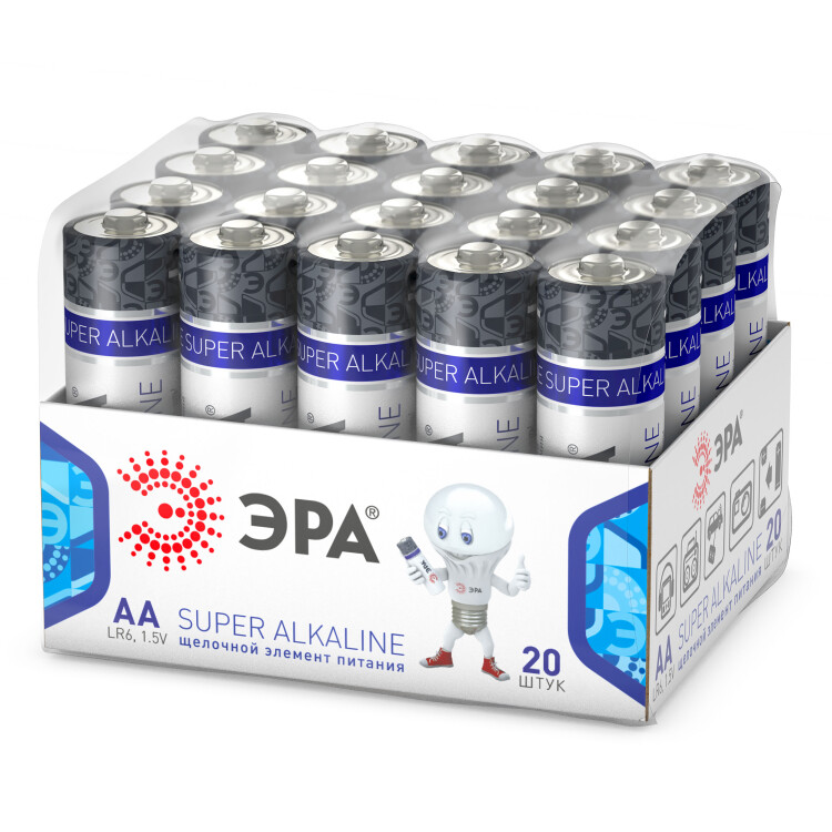 ЭРА Батарейки LR6-20 bulk SUPER Alkaline (20/480/69120) (Б0054623) превью в интернет-магазине электрики Форум Электро в Москве