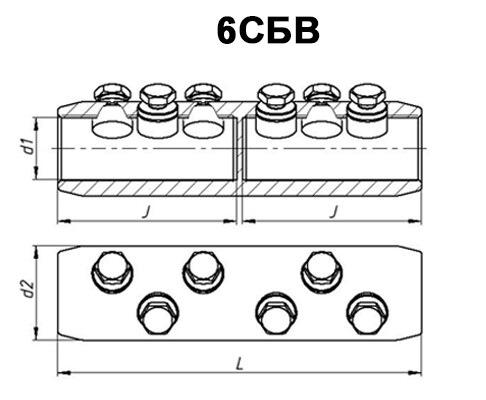 ЗЭТАРУС Соединитель болтовой 6СБВ-6-005 (800) (=this.property.MANUFACTURERCODE}) фото в интернет-магазине Форум Электро в Москве